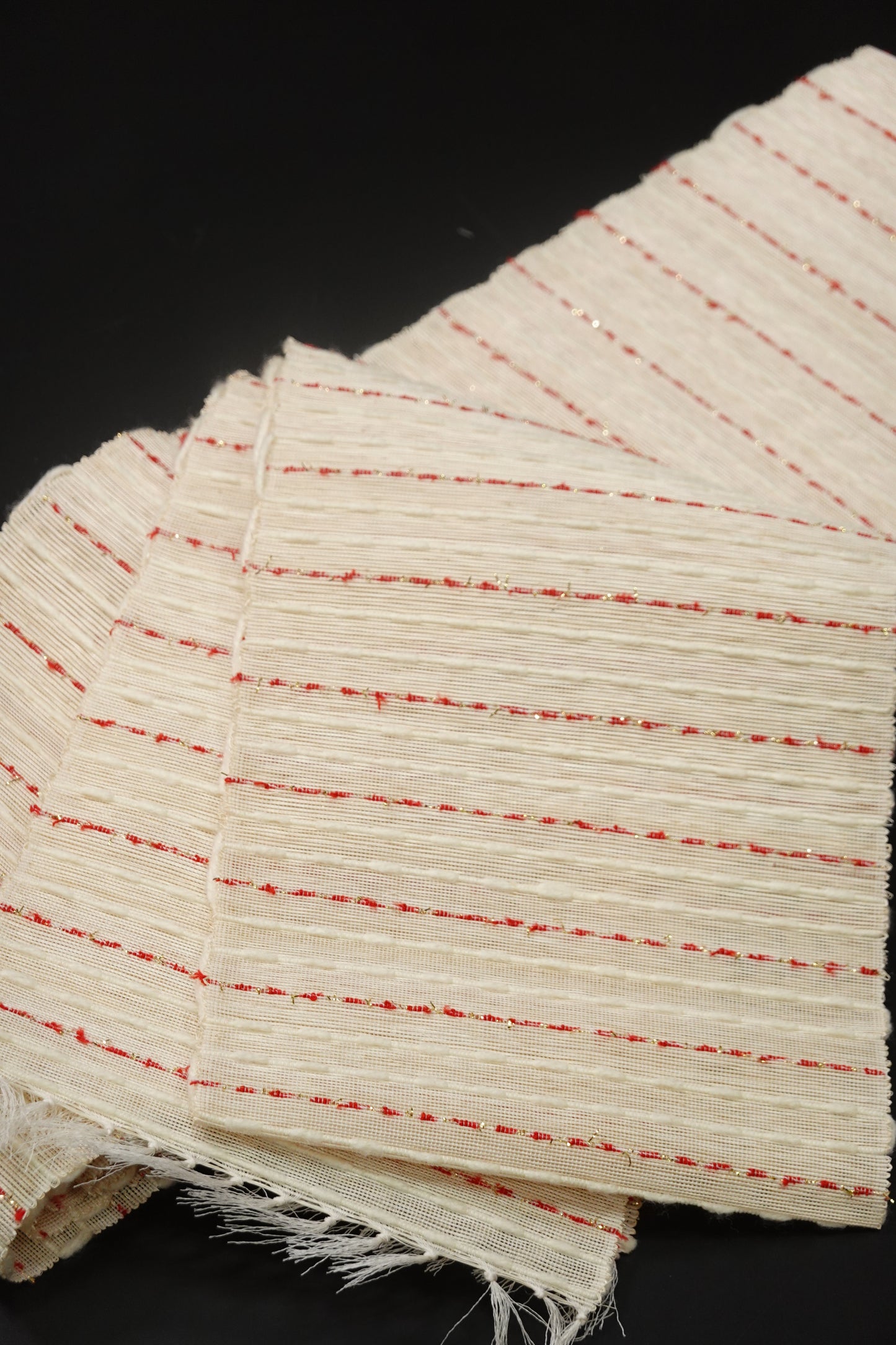 2/7入荷【誉田屋源兵衛】芭蕉段織 半巾帯 白