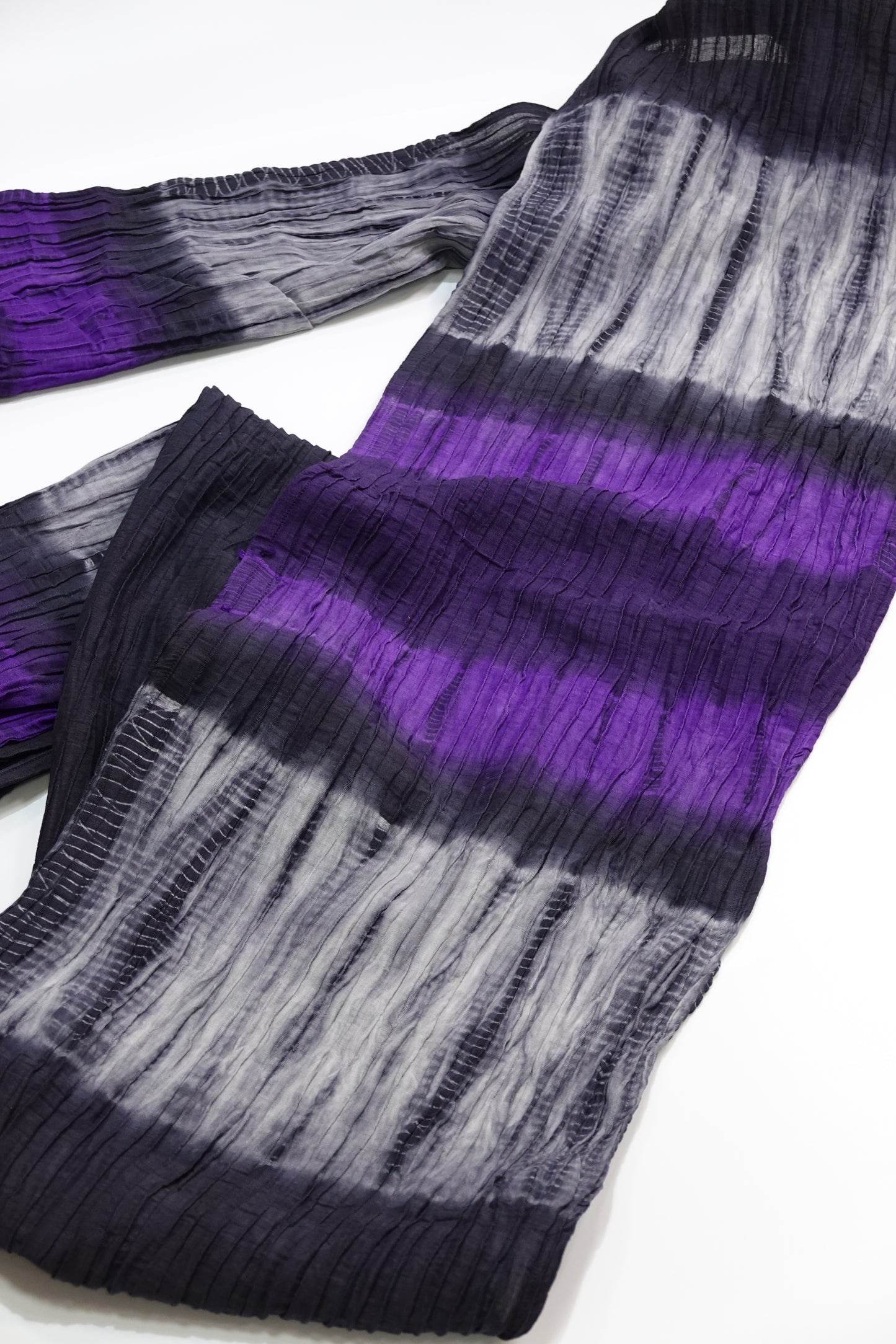 【誉田屋源兵衛】兵児帯 絞り ラミーコットン 紫 墨黒