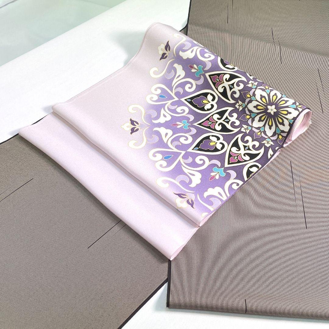 【夢染里】ハーブ染 九寸名古屋帯 パープル 淡紫 - きものKUREHA