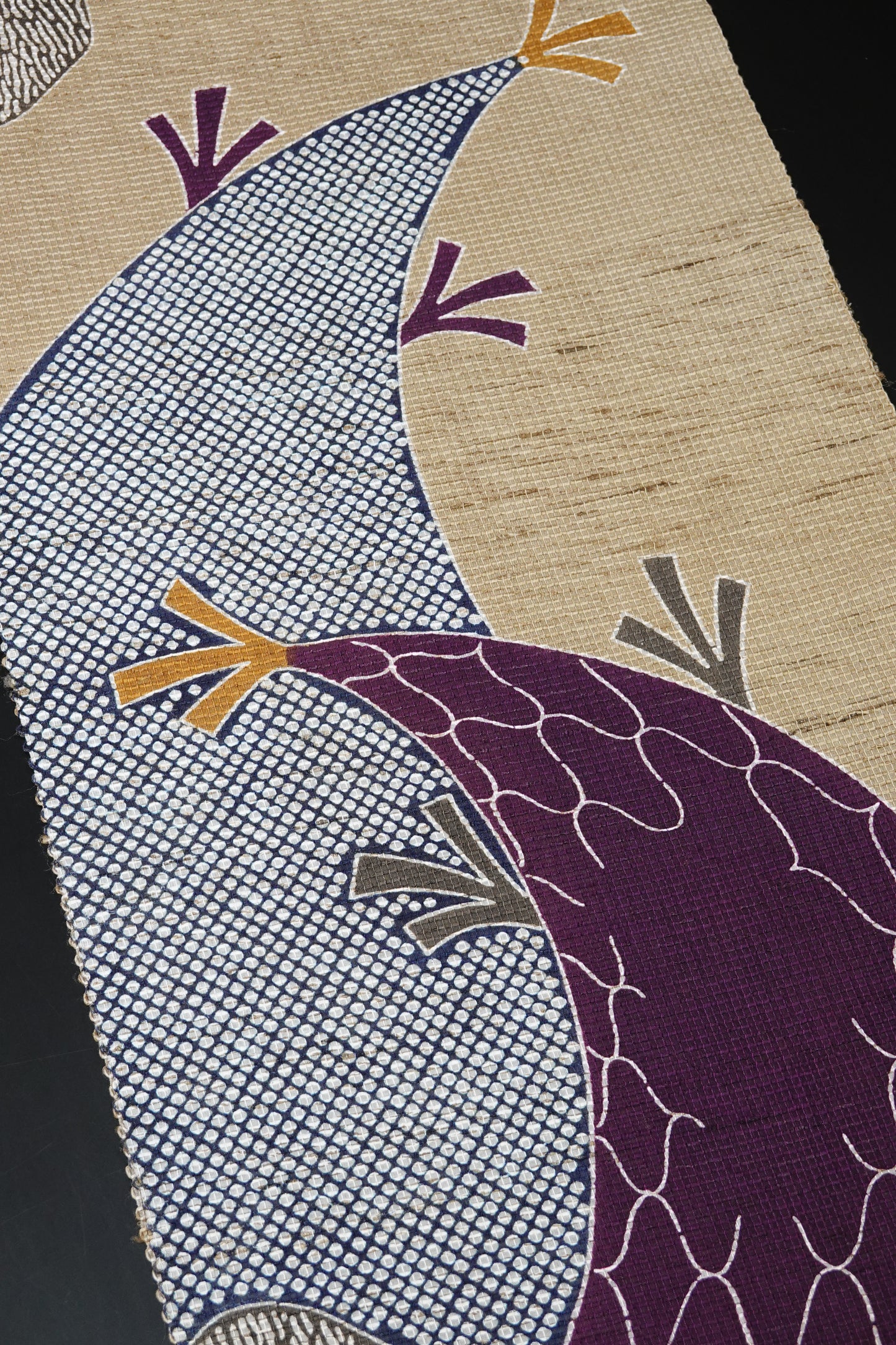 【栗山吉三郎】九寸名古屋帯 『竹の子網干』 絹紅梅【栗山工房】