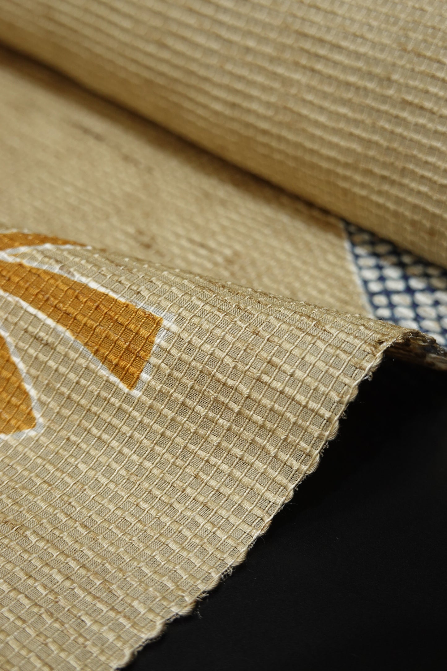 【栗山吉三郎】九寸名古屋帯 『竹の子網干』 絹紅梅【栗山工房】