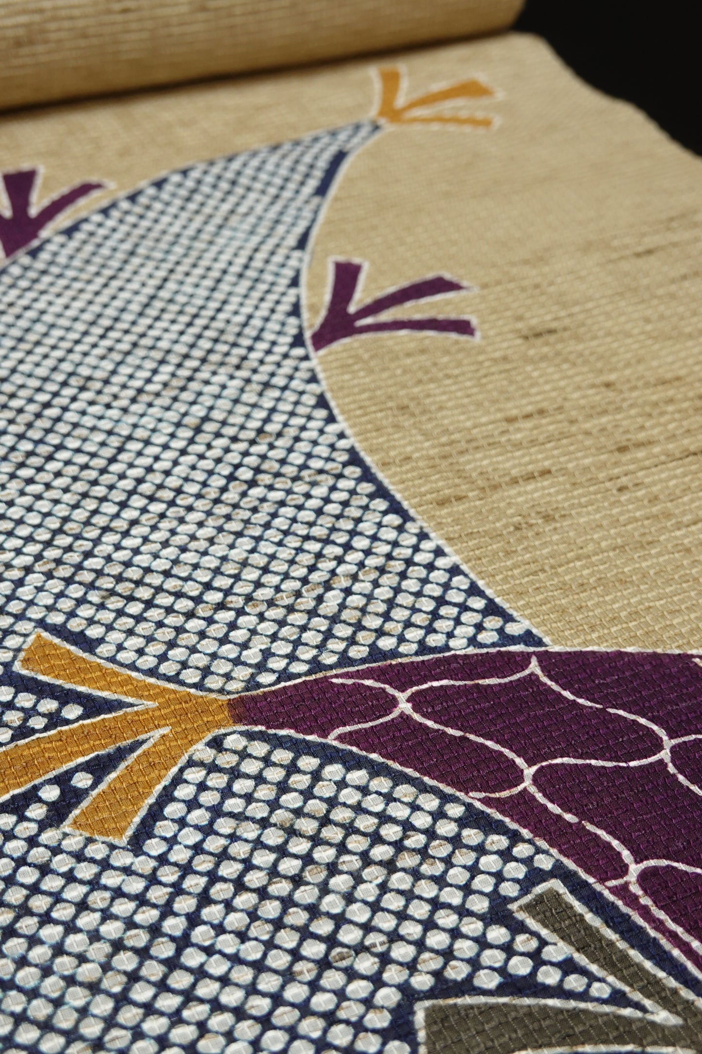 【栗山吉三郎】九寸名古屋帯 『竹の子網干』 絹紅梅【栗山工房】