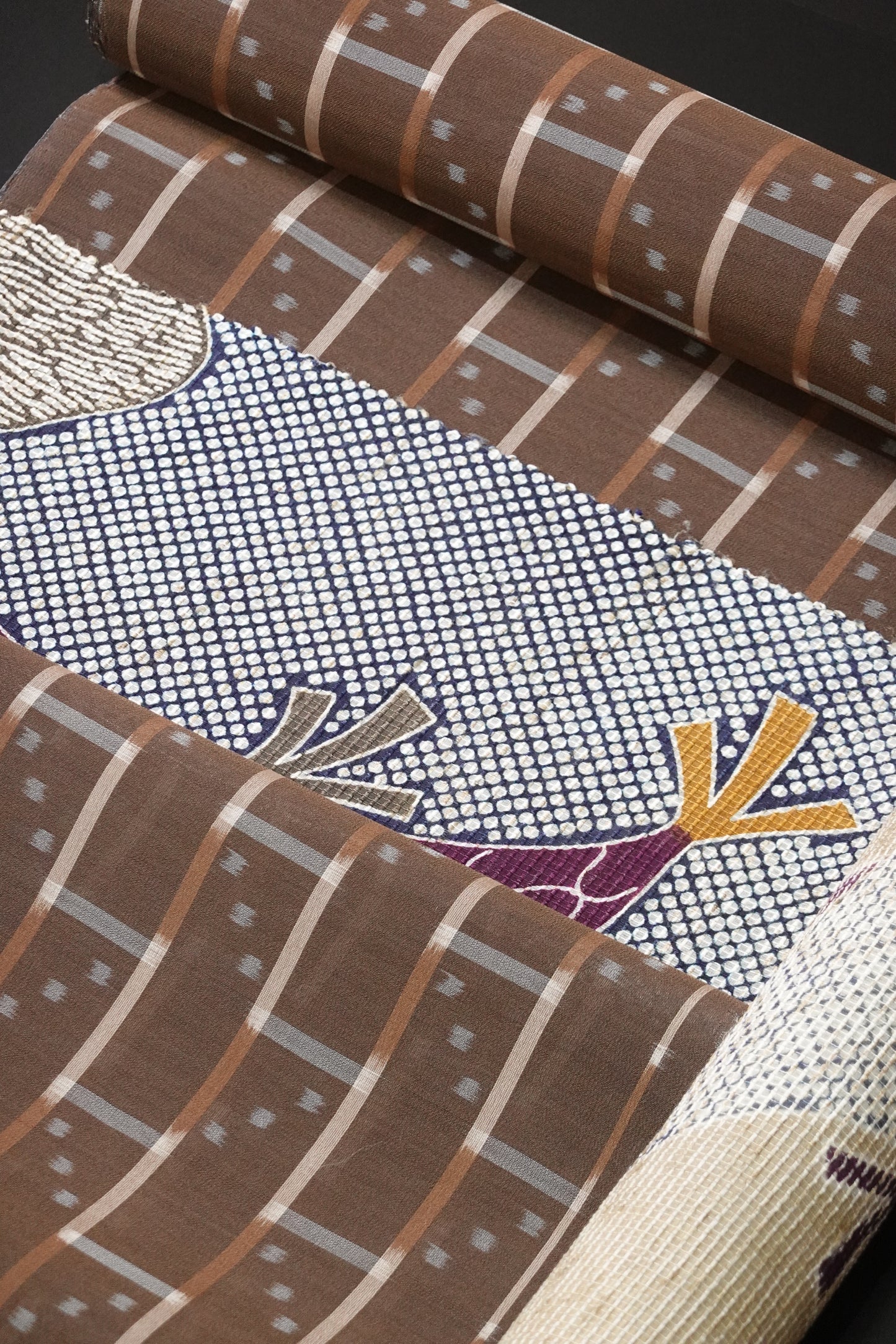 【栗山吉三郎】九寸名古屋帯 『竹の子網干』 絹紅梅【栗山工房】