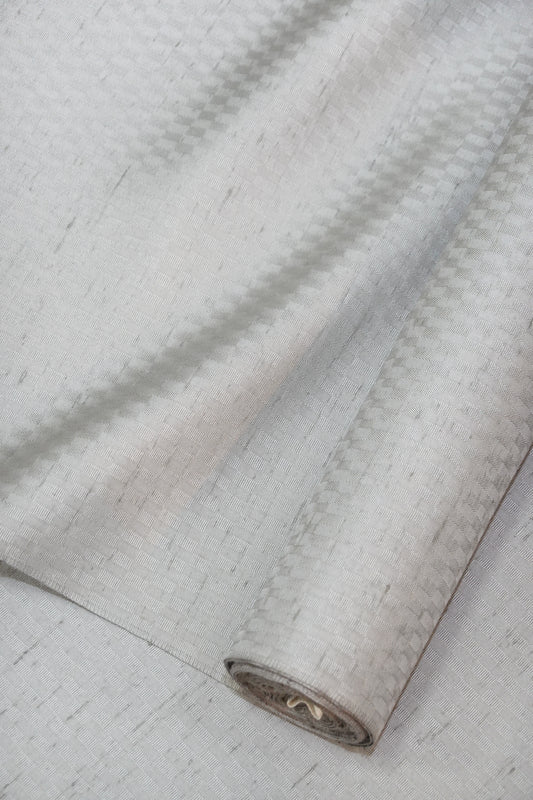 【白山工房】牛首紬 着尺 ‐ グレー花市松 無地