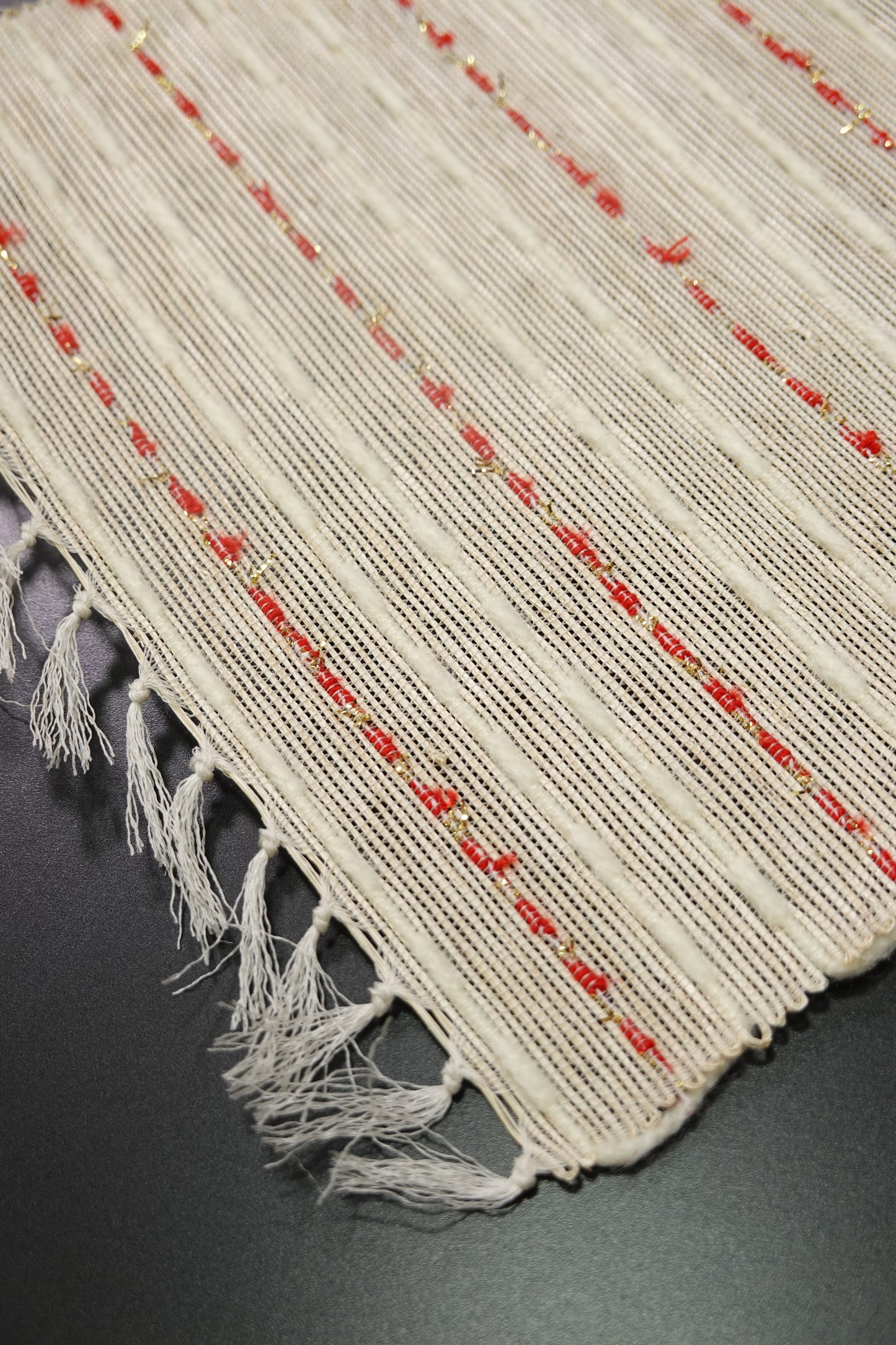 2/7入荷【誉田屋源兵衛】芭蕉段織 半巾帯 白