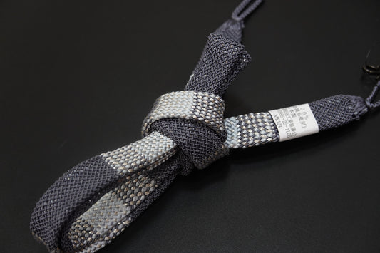 【和小物さくら】男物 羽織紐 単衣夏向き 鉄御納戸 銀糸入り（直付け／結ぶ）