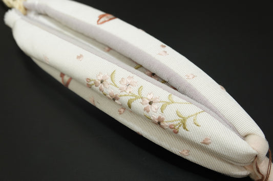 【衿秀】刺繍鼻緒 さくら 白〈鼻緒単品〉