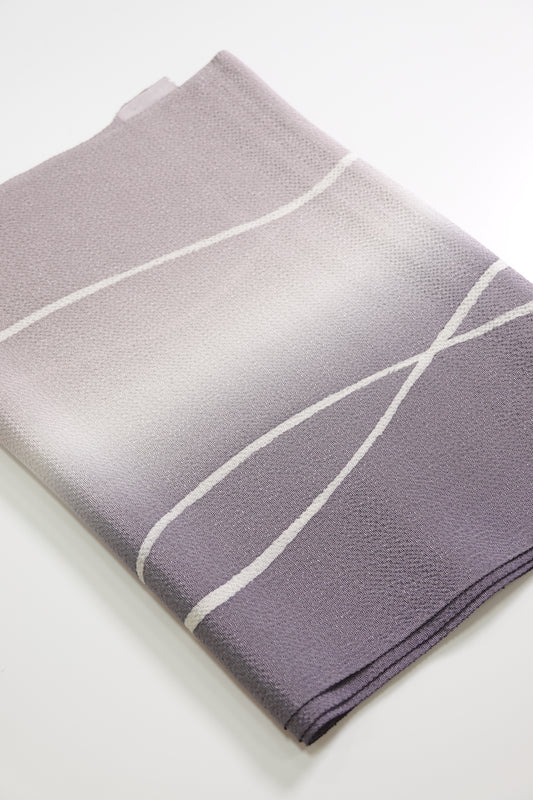 ちりめん帯揚げ 二色染め分け 紅藤×深紫