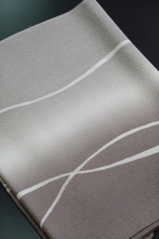 ちりめん帯揚げ 二色染め分け グレー×チャコール