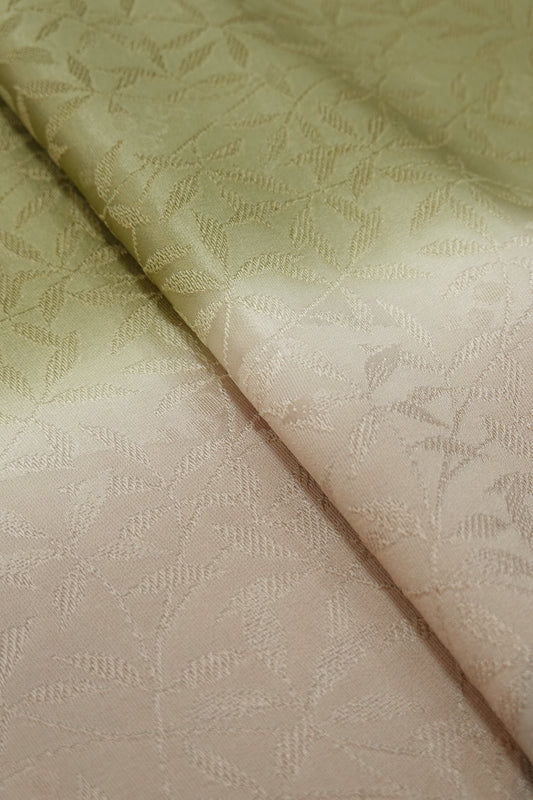 丹後ちりめん 帯揚げ 二色染め分け 地紋 桜鼠×緑