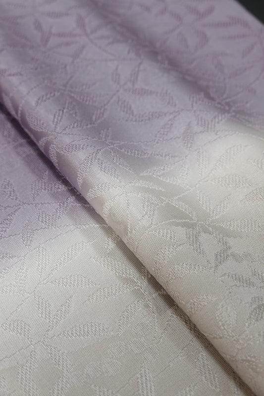 丹後ちりめん 帯揚げ 二色染め分け 地紋 藤紫×鼠