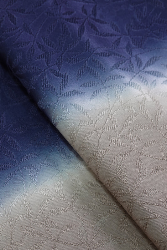 丹後ちりめん 帯揚げ 二色染め分け 地紋 藍×薄柿色