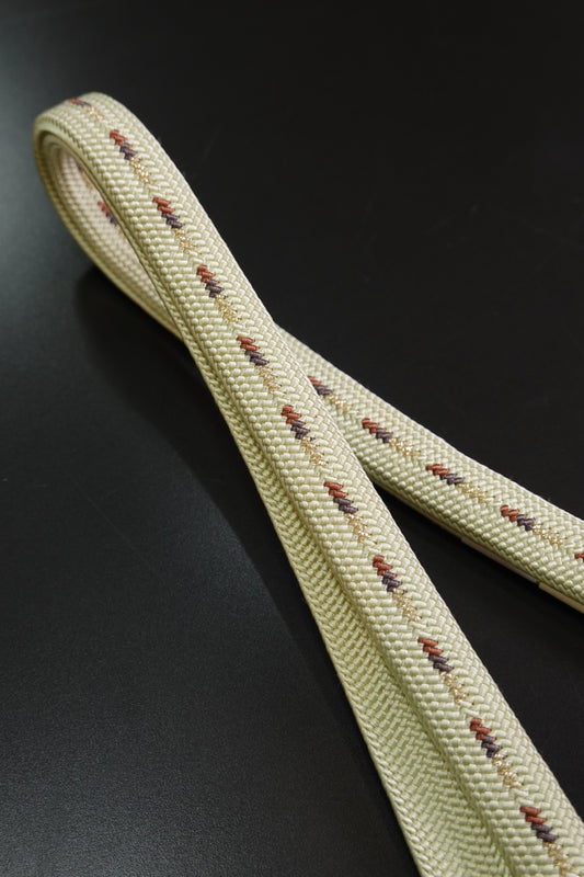 〈翠嵐工房〉帯締め 平組 中筋入り 白緑