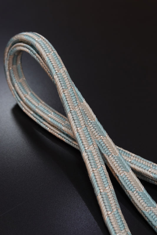 〈翠嵐工房〉帯締め 御岳組 市松 銀糸入り 水色 撚り房