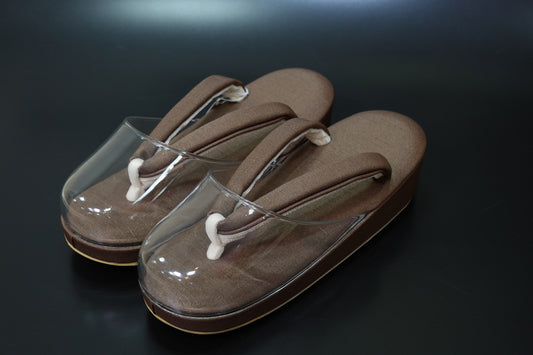 【襟の衿秀】雨草履 鳶色 M 時雨履き