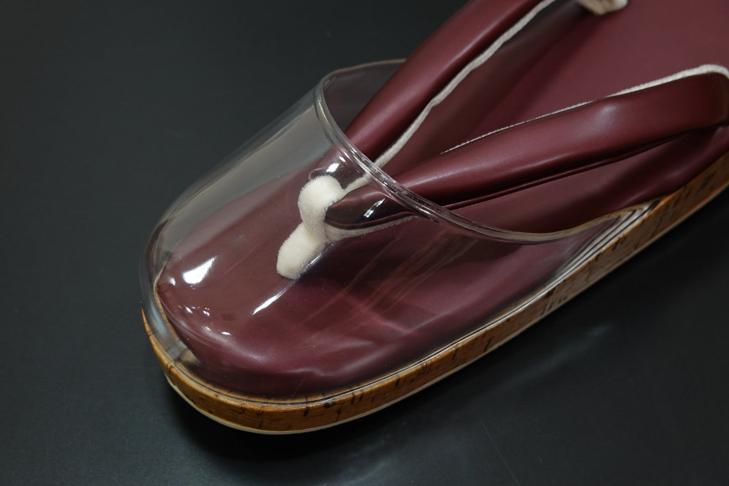 【襟の衿秀】雨草履 合皮 ボルドー Ｌ 時雨履き