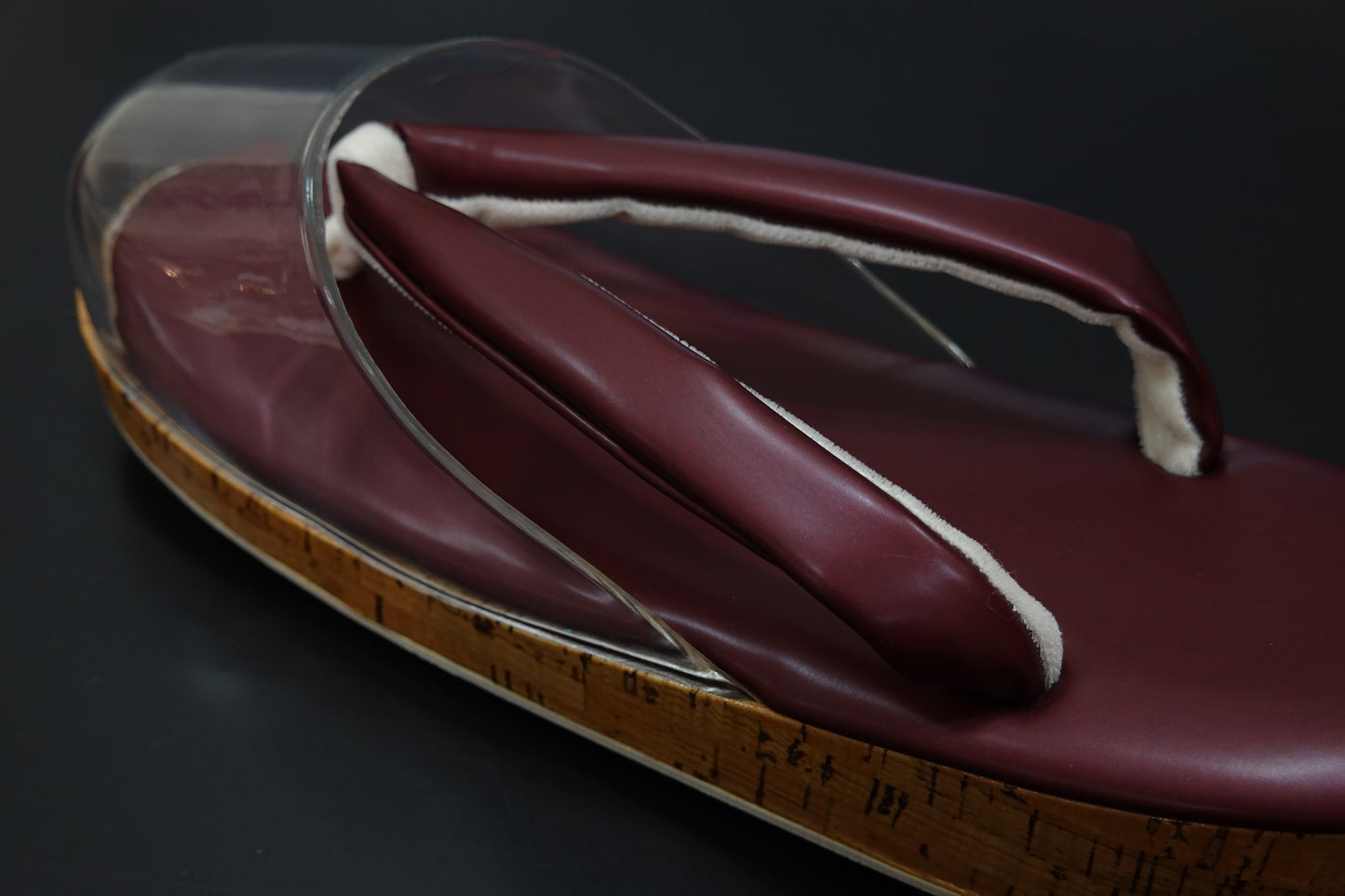 【襟の衿秀】雨草履 合皮 ボルドー Ｌ 時雨履き