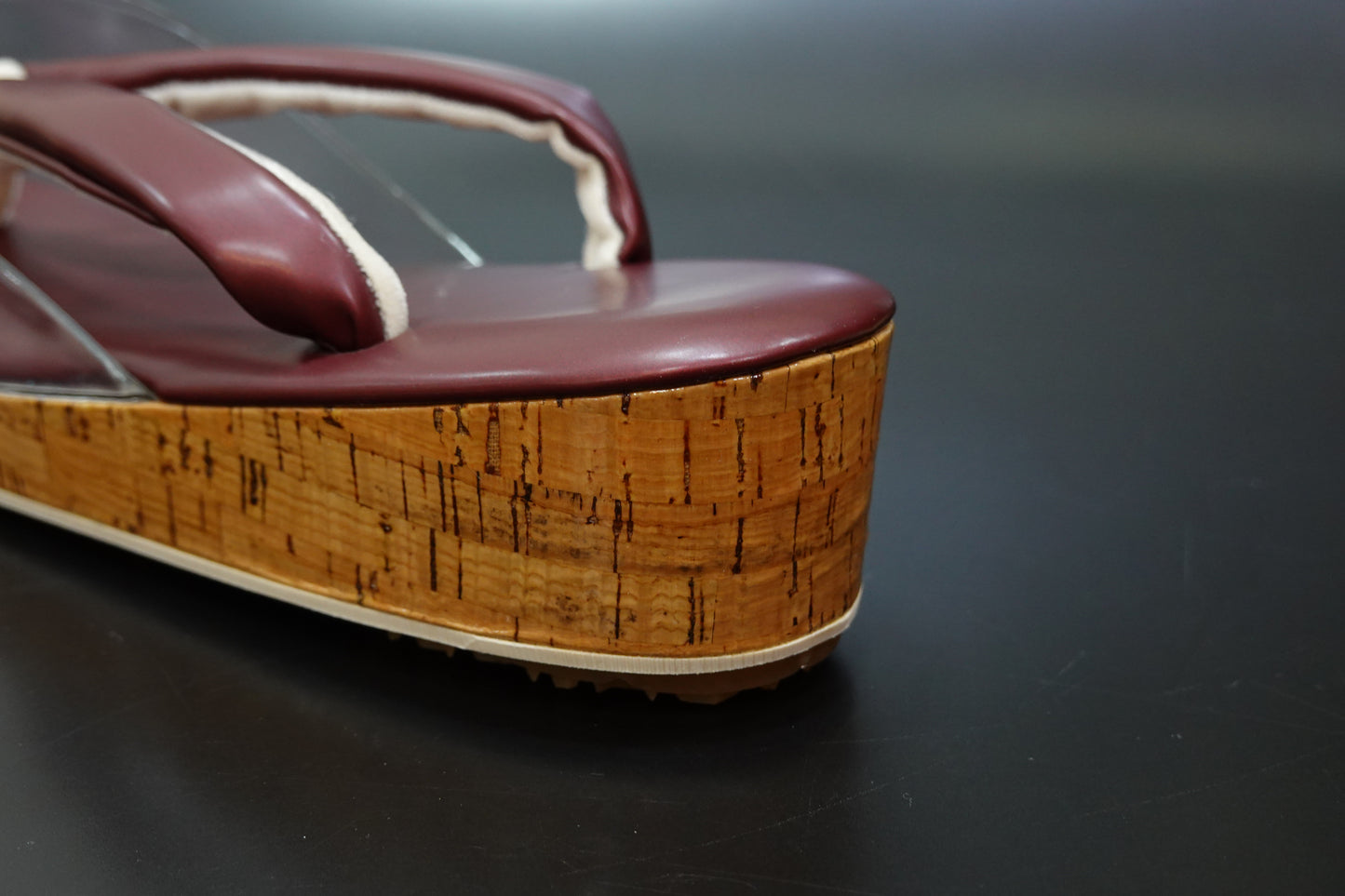 【襟の衿秀】雨草履 合皮 ボルドー Ｌ 時雨履き