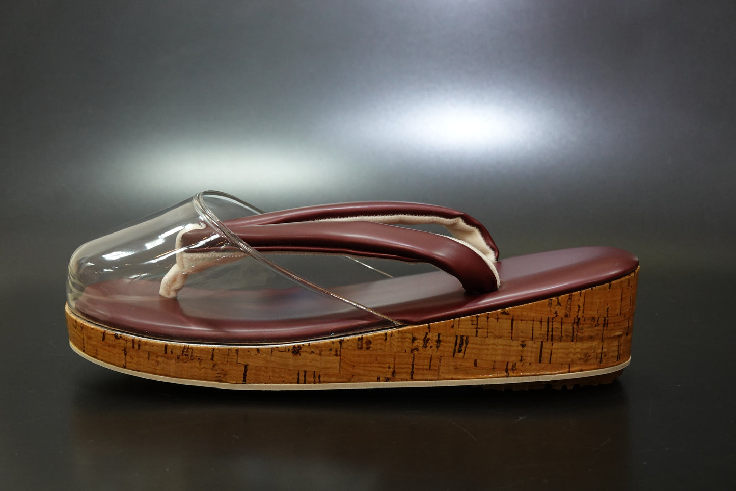 【襟の衿秀】雨草履 合皮 ボルドー Ｌ 時雨履き