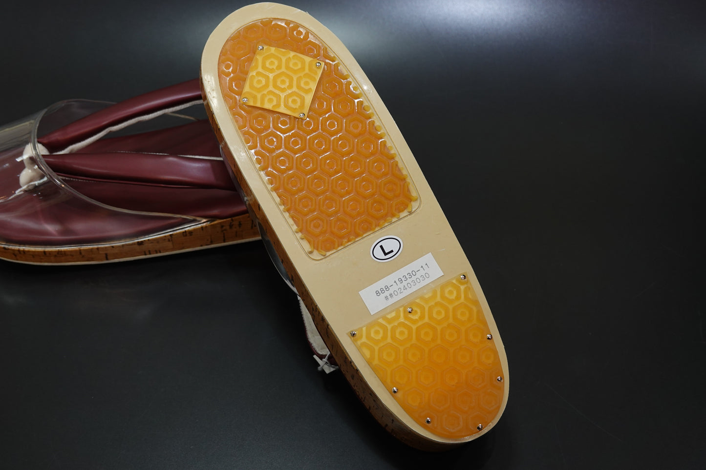 【襟の衿秀】雨草履 合皮 ボルドー Ｌ 時雨履き