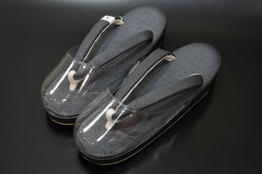 【襟の衿秀】雨草履 鉄御納戸色 Ｌ 時雨履き