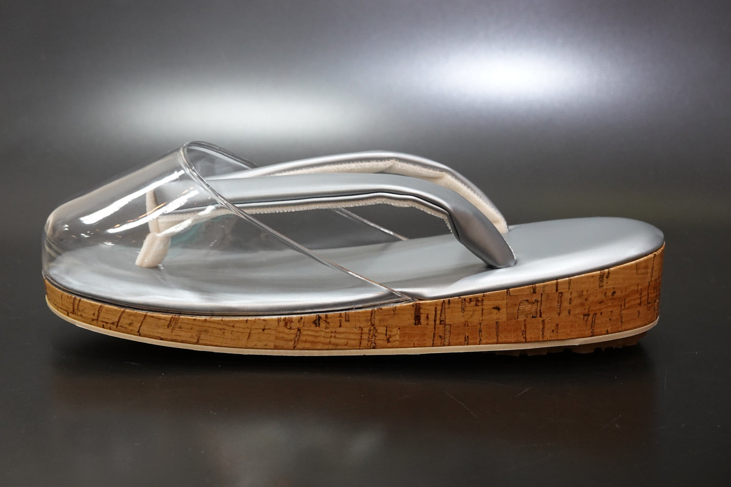 【襟の衿秀】雨草履 合皮 グレー Ｌ 時雨履き