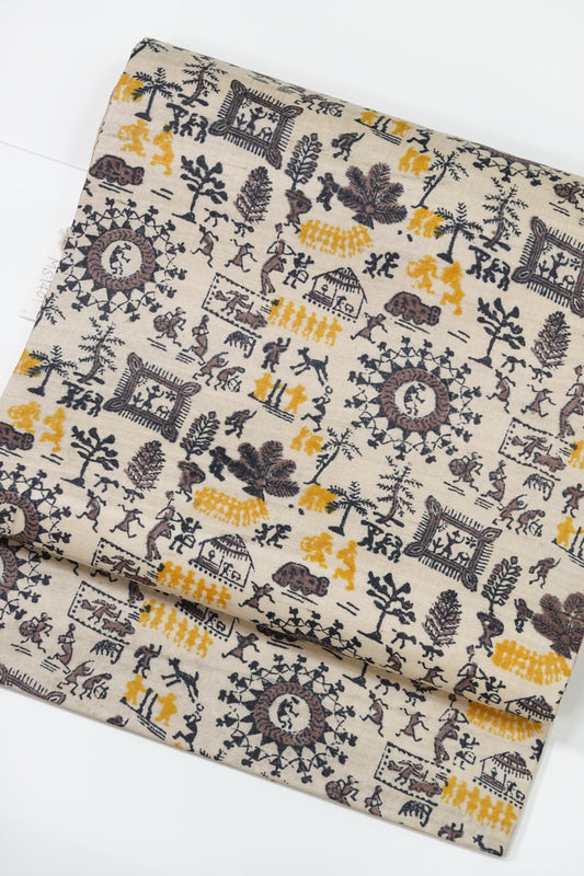 ≪4/27迄 ギャラリー凛 展 ≫ 名古屋帯  木版更紗 (お仕立上がり品）MS1401