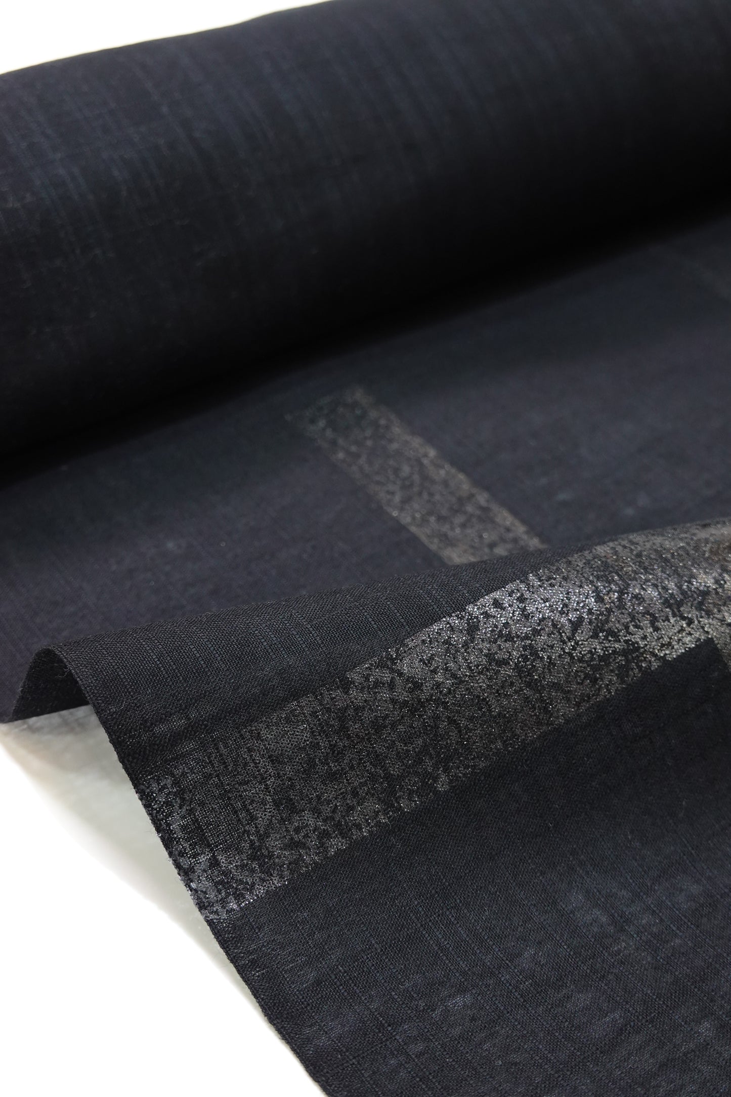 [Hondaya Genbei] Yukata Fabric "Ripped Grid" Black with Black Lacquer (Cotton and Linen)