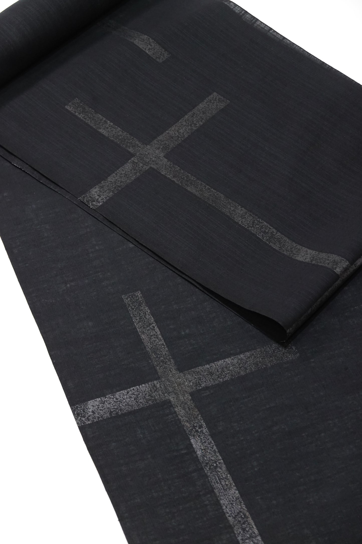 [Hondaya Genbei] Yukata Fabric "Ripped Grid" Black with Black Lacquer (Cotton and Linen)
