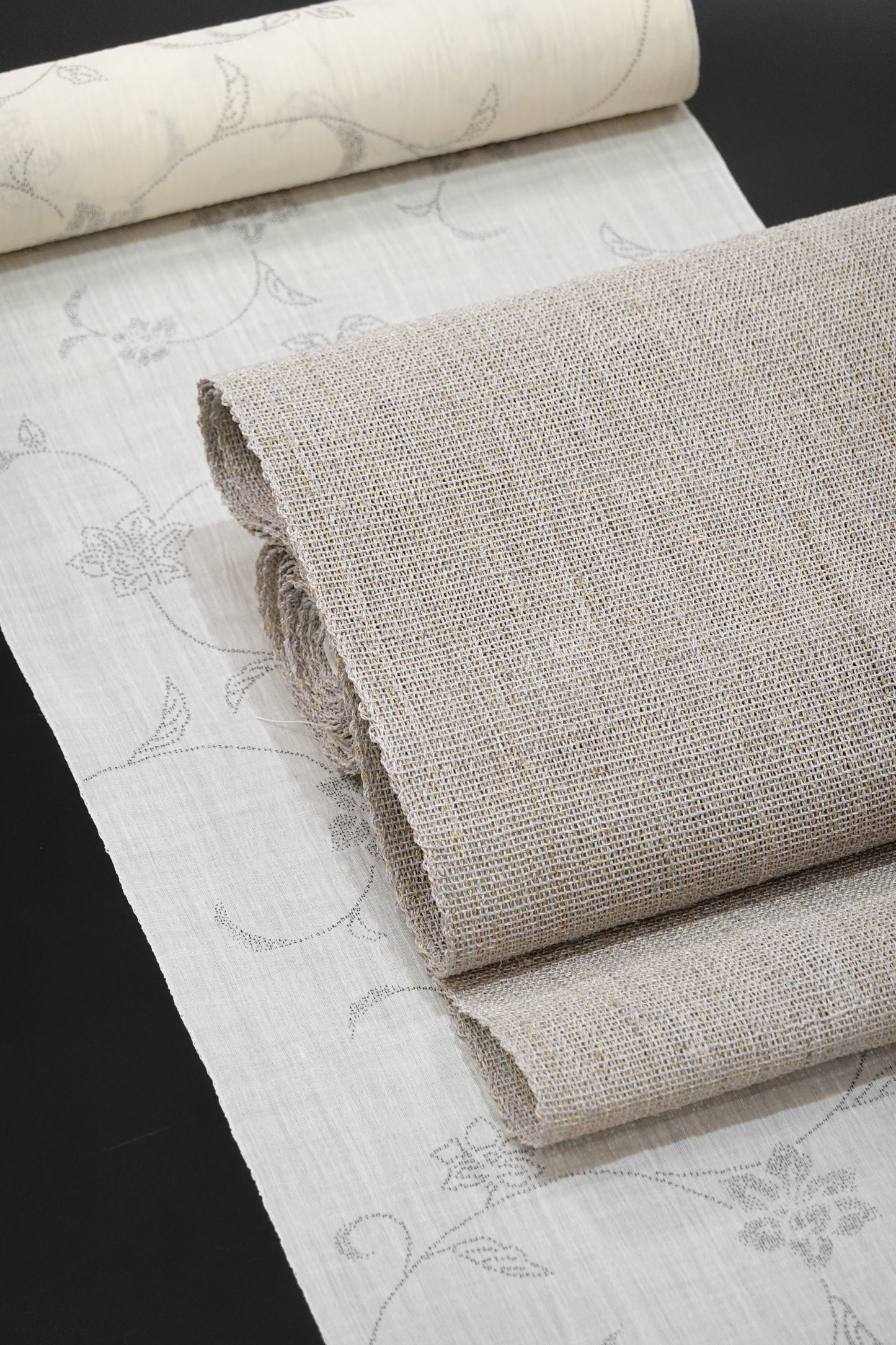 〈自然布〉葛布 八寸名古屋帯 薄藤鼠【小田島克明】