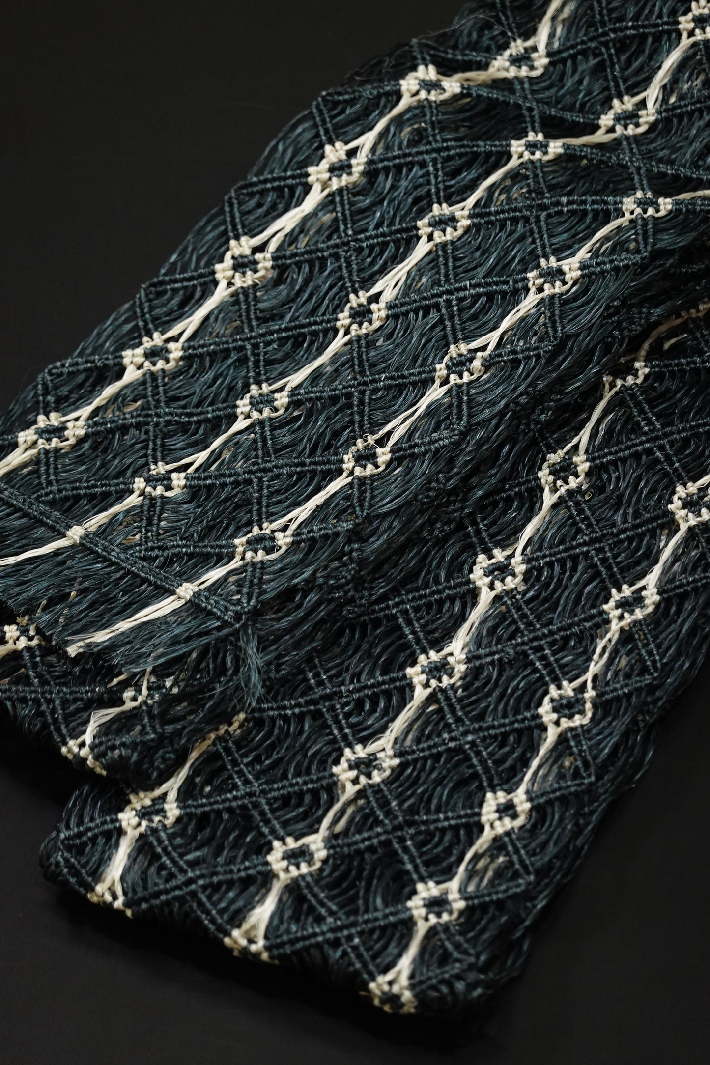 [Hondaya Genbei] Basho Obi with Square Wave Stripes, Black (Men's)