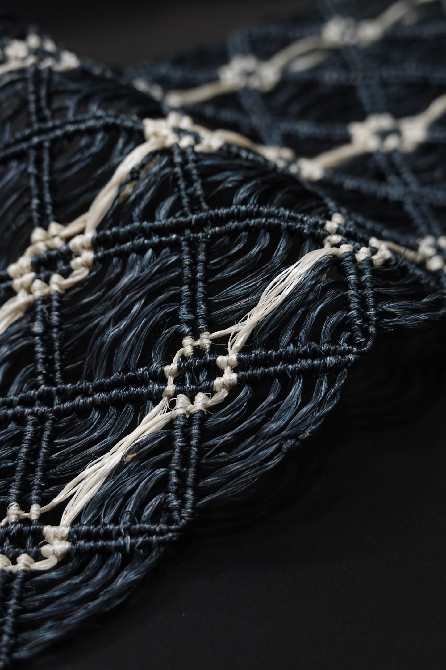 [Hondaya Genbei] Basho Obi with Square Wave Stripes, Black (Men's)