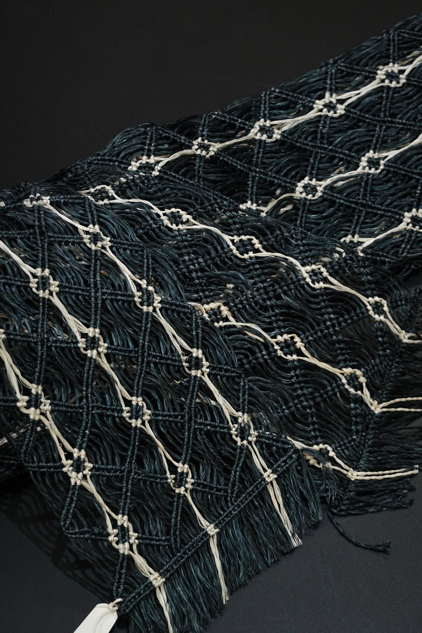 [Hondaya Genbei] Basho Obi with Square Wave Stripes, Black (Men's)