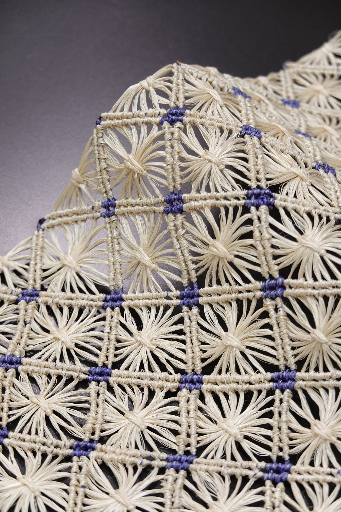 [Hondaya Genbei] Half-width Obi with Basho Wind-Step Pattern and Blue Dots