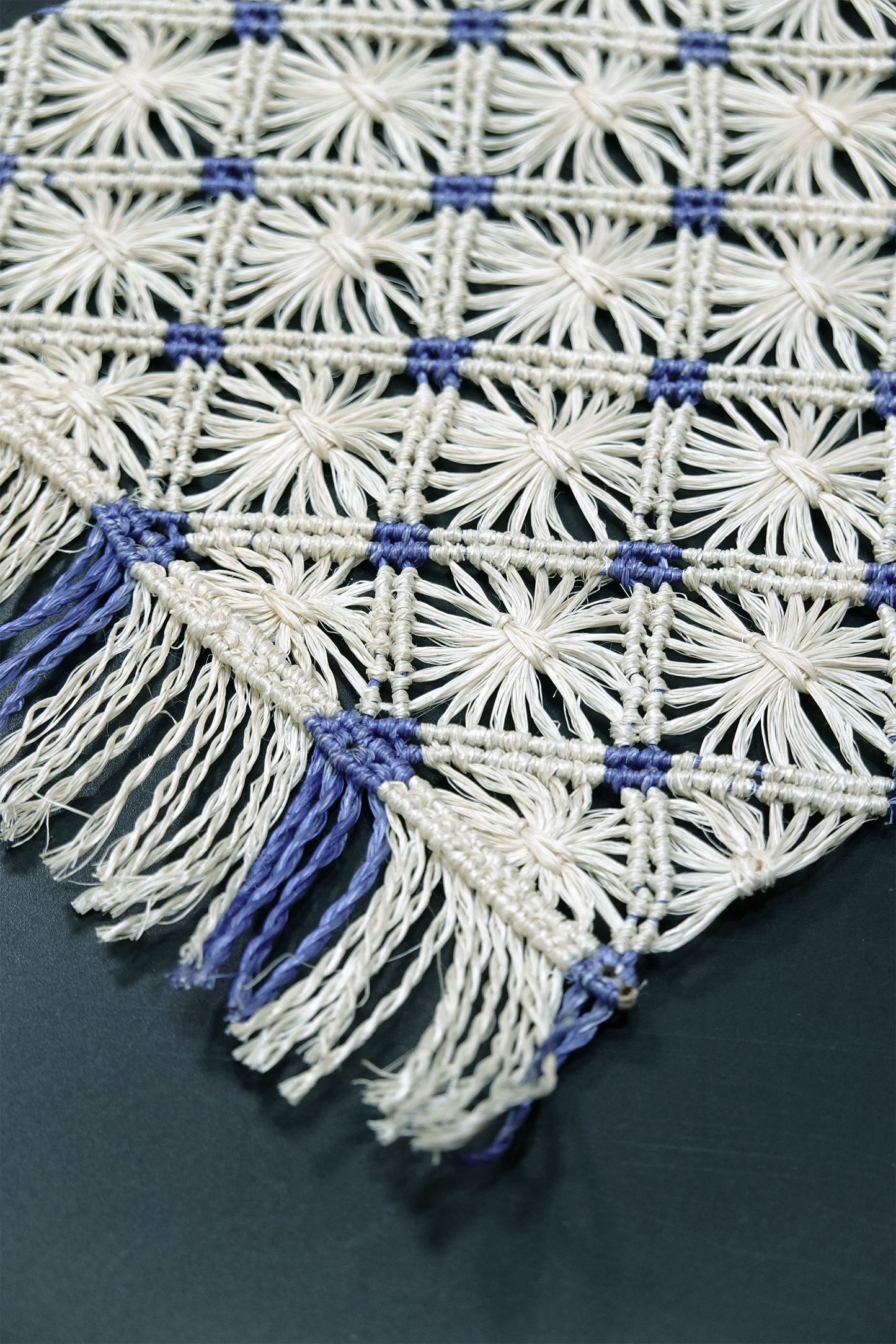 [Hondaya Genbei] Half-width Obi with Basho Wind-Step Pattern and Blue Dots