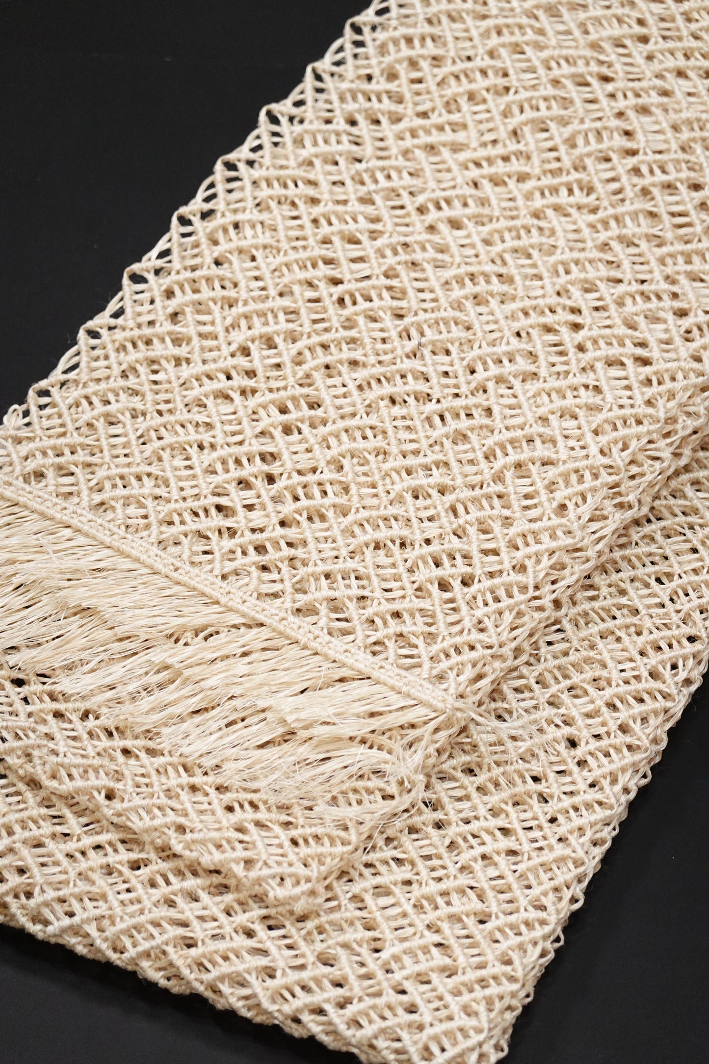 [Hondaya Genbei] Half-width Obi, Basho Saaya Pattern, Off-white