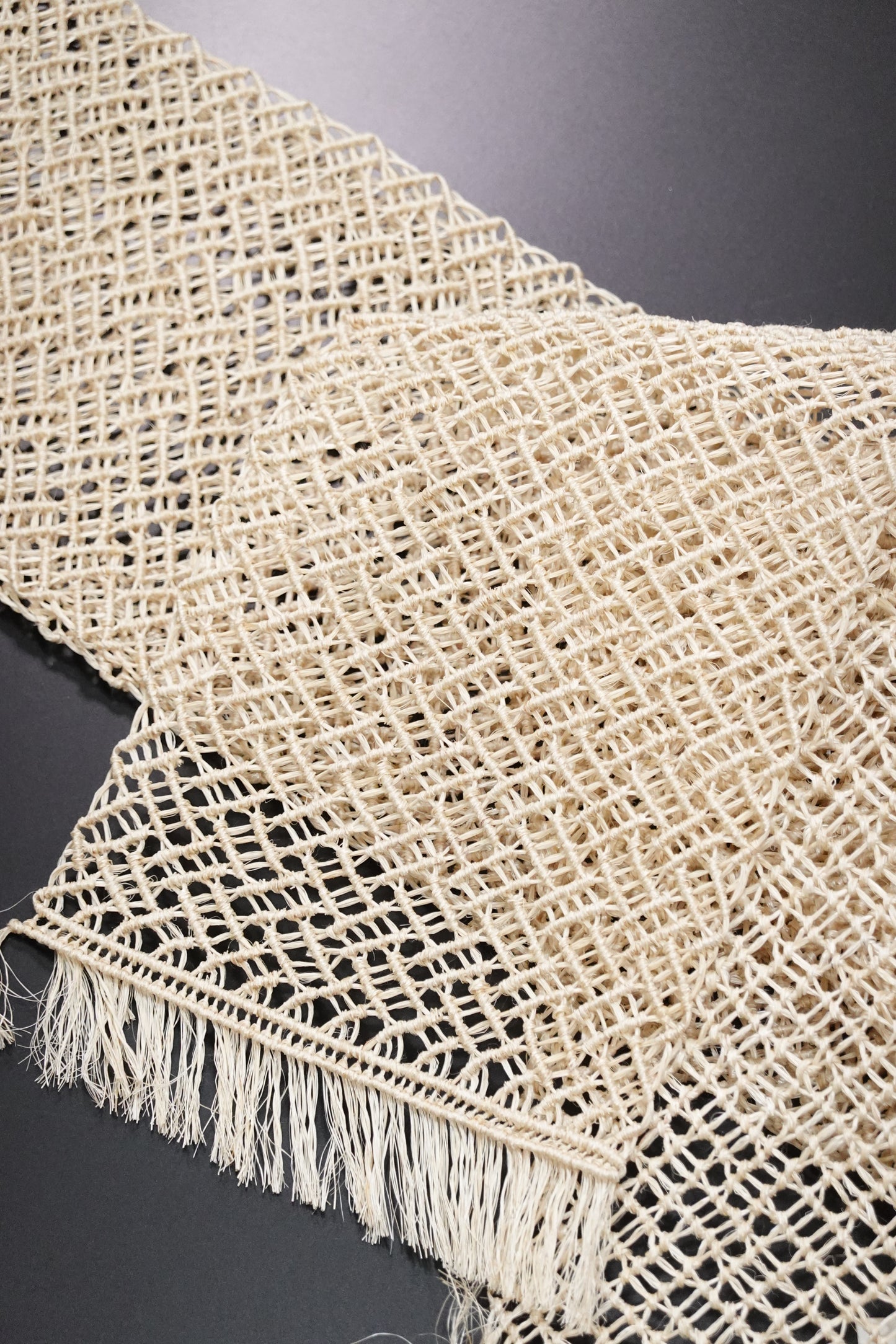 [Hondaya Genbei] Half-width Obi, Basho Saaya Pattern, Off-white