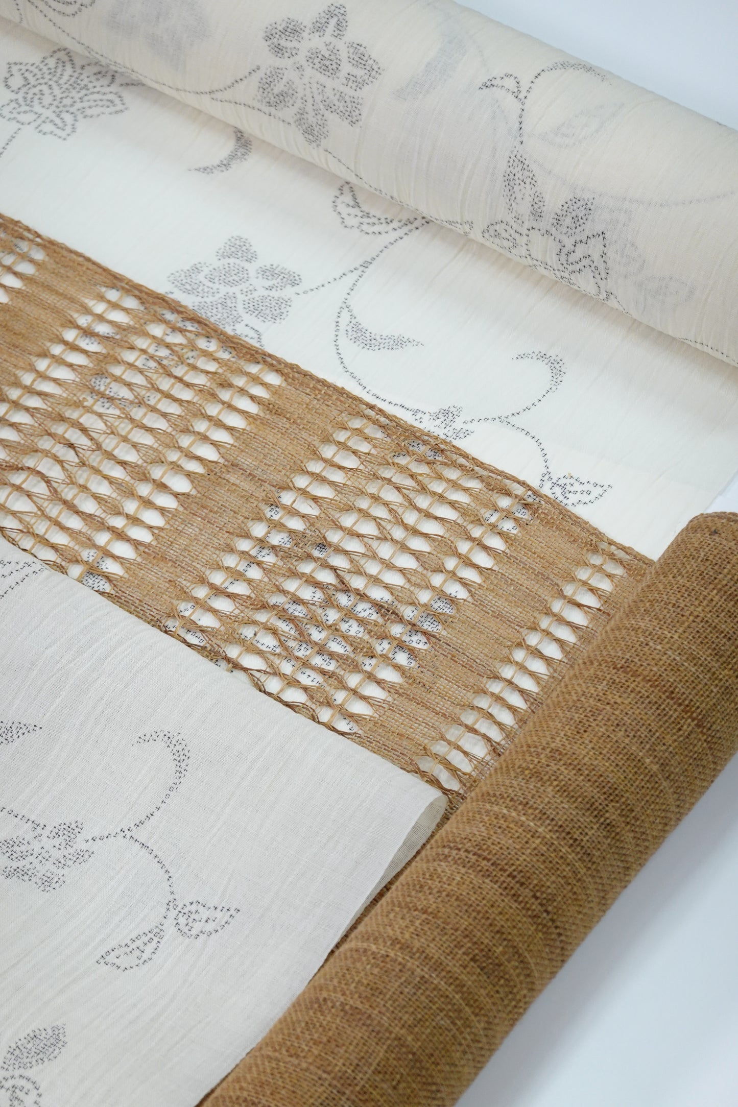 Natural Fabric: Kudzu Fabric, 8-inch Nagoya Obi, Light Gray Wisteria [Katsuaki Odashima]