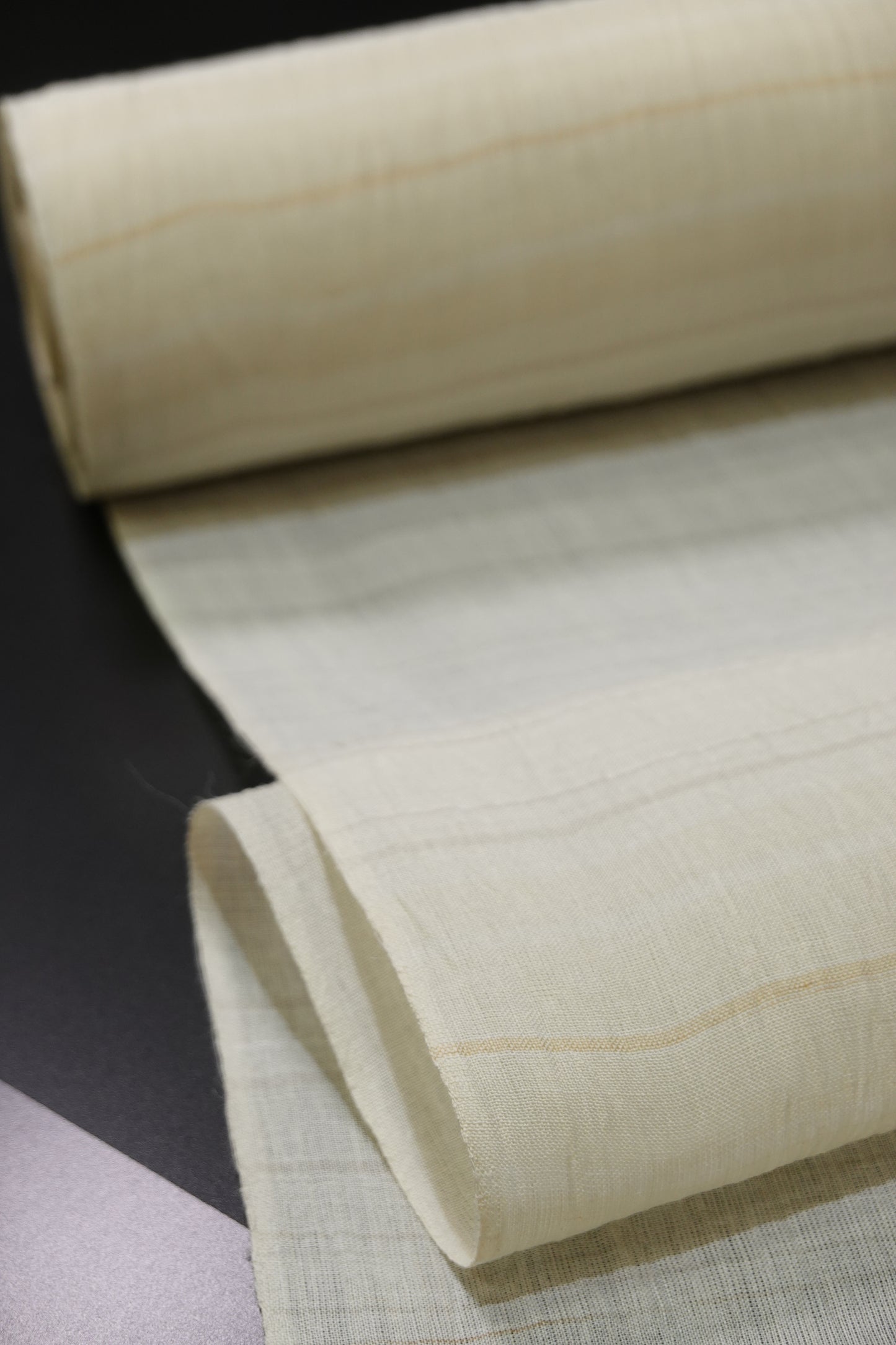 〈吉新織物〉小千谷縮 薄黄×水色〈夏着物〉