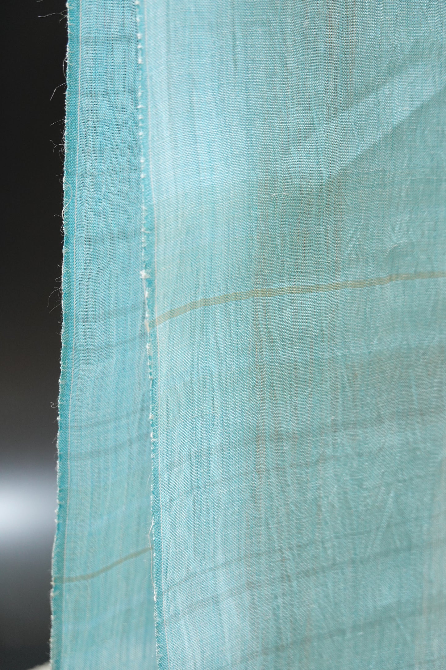 〈吉新織物〉小千谷縮 薄黄×水色〈夏着物〉