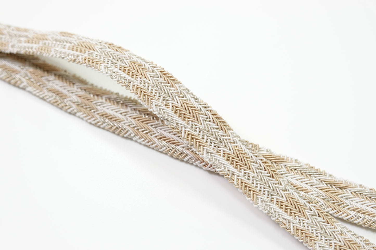 Summer Obi-jime (sash band) with Korean lace and two-tone twisted tassels (yellow-green) [Erihide]
