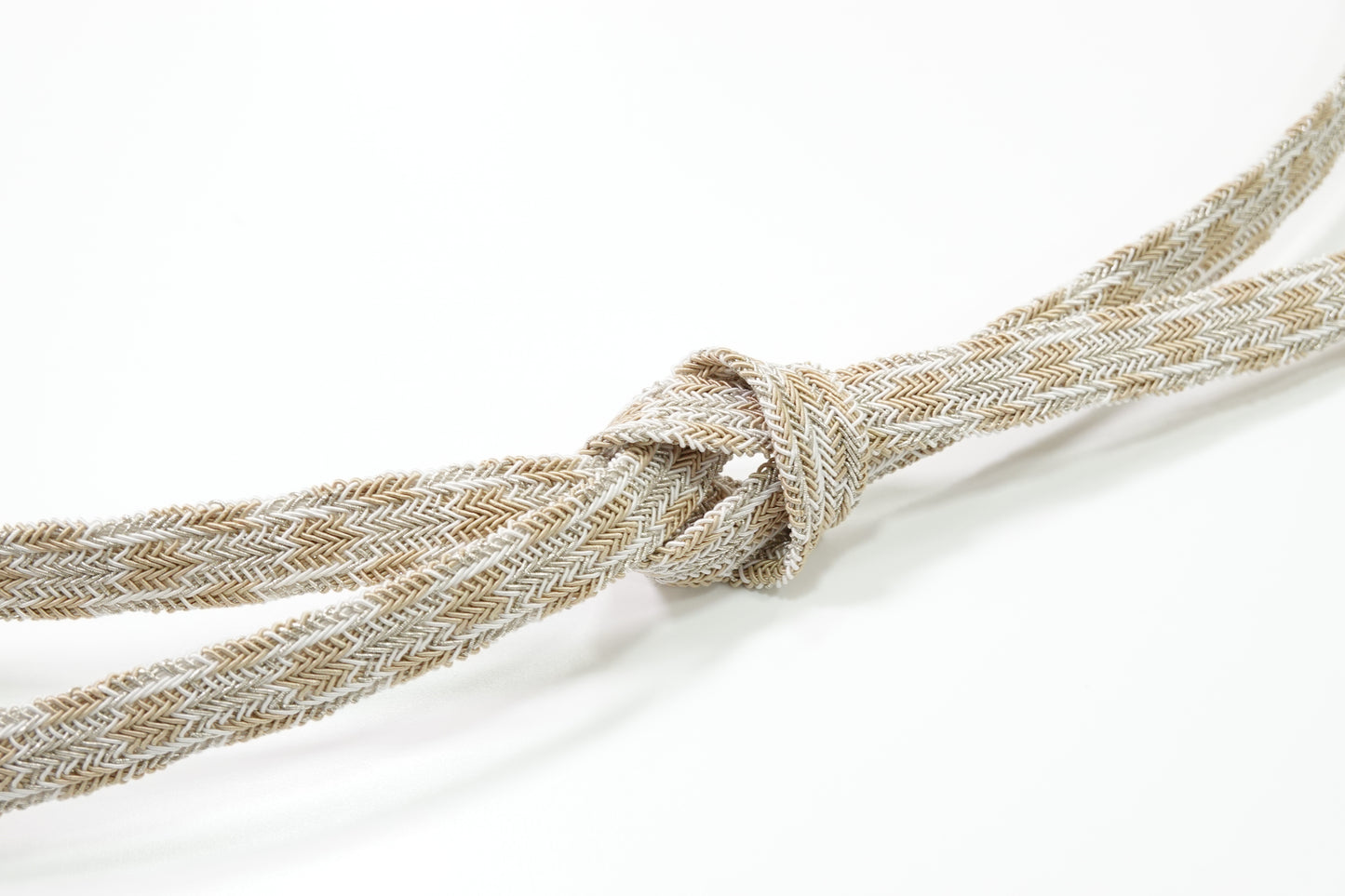 Summer Obi-jime (sash band) with Korean lace and two-tone twisted tassels (yellow-green) [Erihide]