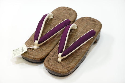 〈桐台〉畳表 下駄草履 紫 Mサイズ