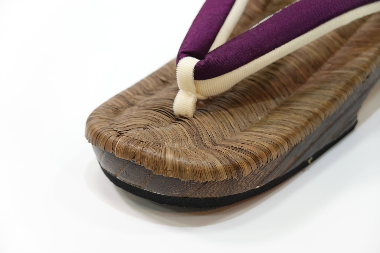 〈桐台〉畳表 下駄草履 紫 Mサイズ