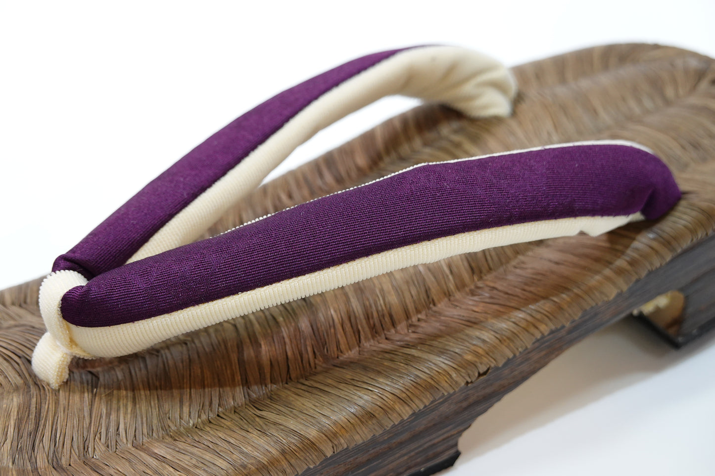 〈桐台〉畳表 下駄草履 紫 Mサイズ