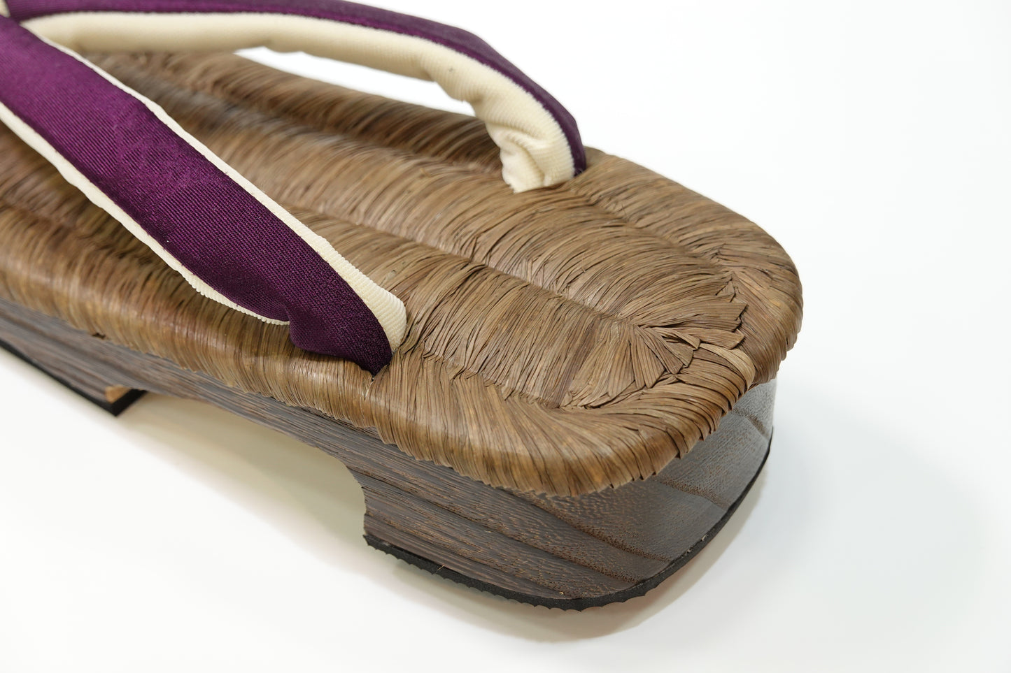 〈桐台〉畳表 下駄草履 紫 Mサイズ