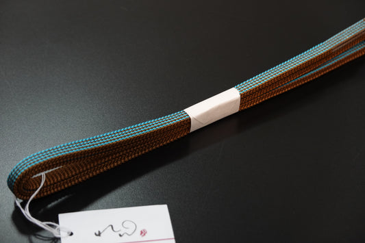 〈れん〉二分紐 リバーシブル (青×茶)