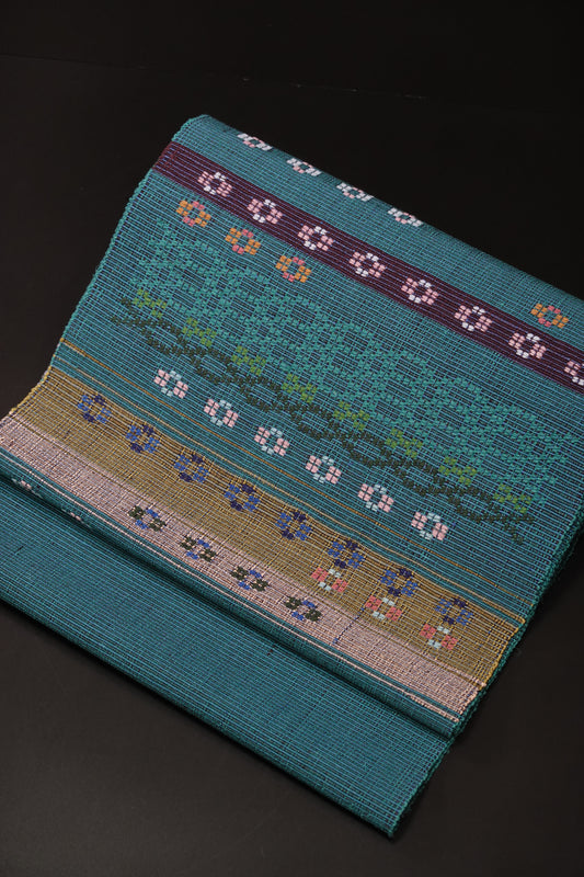 【秋山眞和】花織 八寸名古屋帯【綾の手紬】