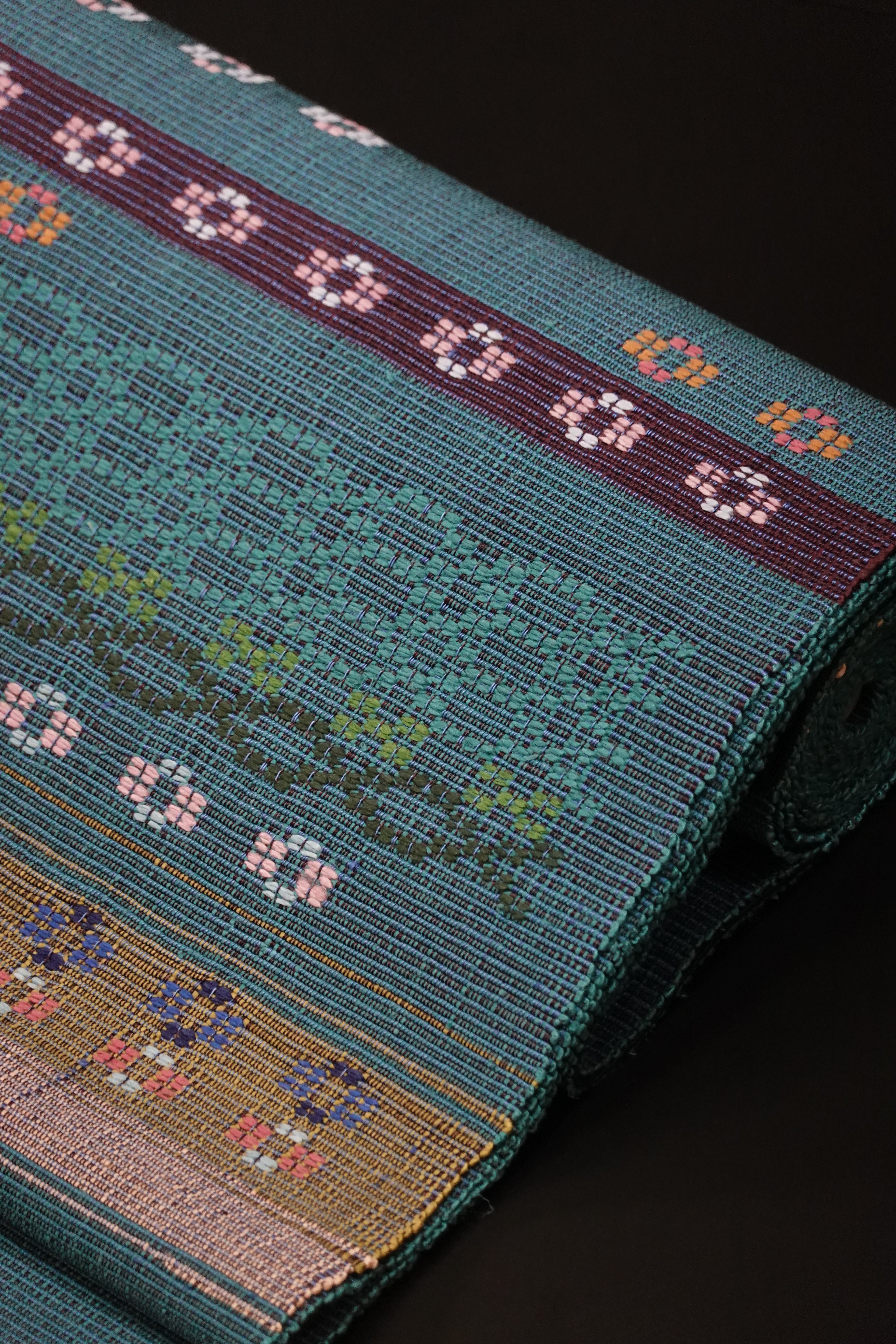 【未使用　長尺】紬　成り物　名古屋帯　作家物　　秋　帯丈374cm 帯幅31cm 秋山眞和】花織 八寸名古屋帯【綾の手紬】 – きものKUREHA