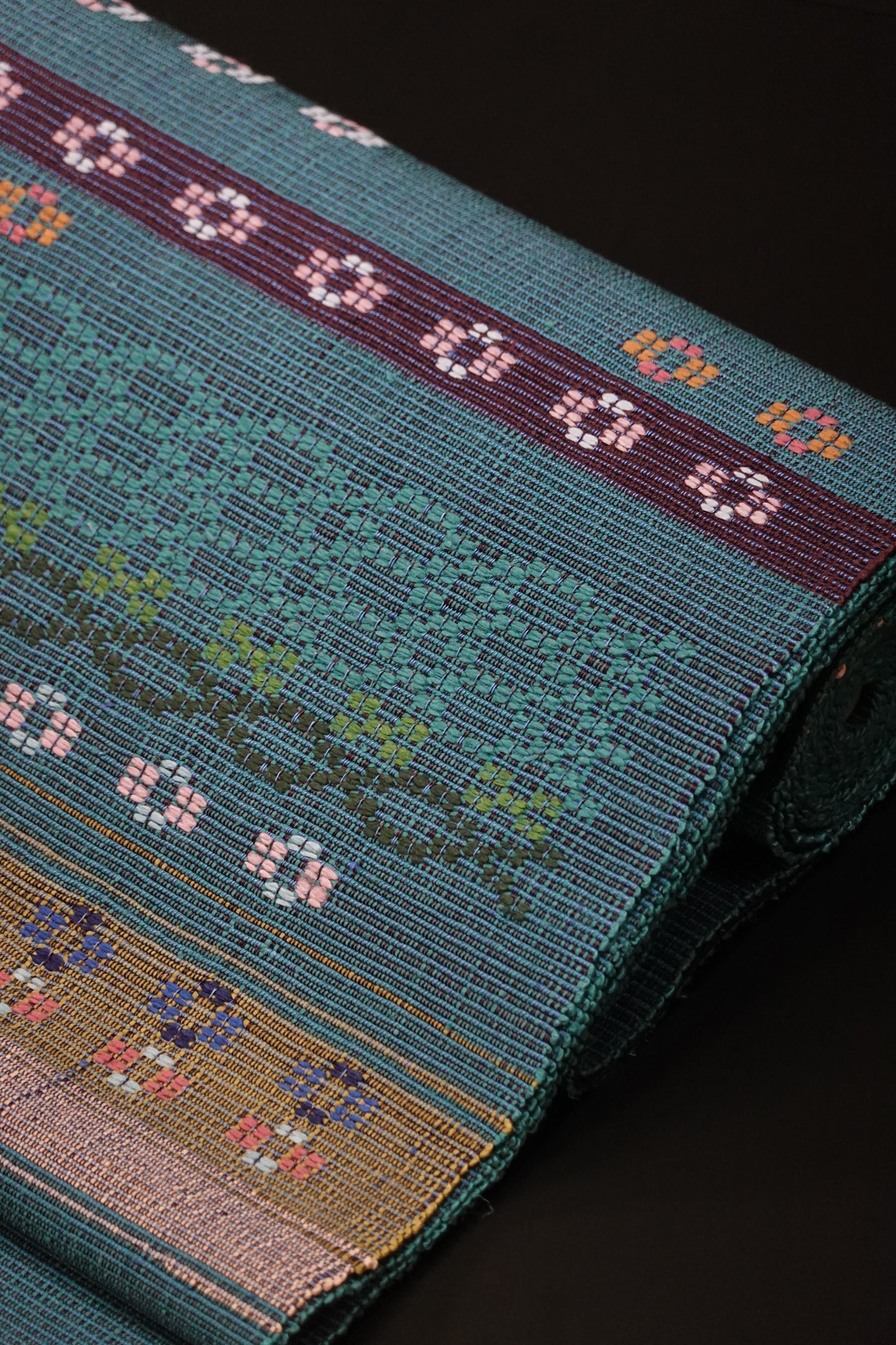 [Masa Akiyama] Flower-woven 8-inch Nagoya Obi [Te-tsumugi with twill weave] 